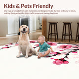 Ultra Soft Area Rug, Non Slip, Stain Resistant, Washable Area Rugs for Living Room, Bedroom, Contemporary Vibrant Blossom Arrangement(Pink)