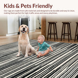 Ultra Soft Area Rug, Non Slip, Stain Resistant, Washable Area Rugs for Living Room, Bedroom, Contemporary Zebra Inspired Horizontal Stripe Design Floor Art Statement(Black)
