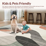 Ultra Soft Area Rug, Non Slip, Stain Resistant, Washable Area Rugs for Living Room, Bedroom, Artistic Beige Grey Multi with Abstract Design(Gray)
