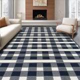 Ultra Soft Area Rug, Non Slip, Stain Resistant, Washable Area Rugs for Living Room, Bedroom, Artful Ogee Pattern in Monochrome(Blue)