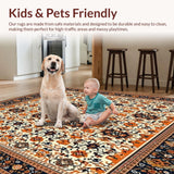 Ultra Soft Area Rug, Non Slip, Stain Resistant, Washable Area Rugs for Living Room, Bedroom, Natural Fiber Boho Spiced Border(Orange)