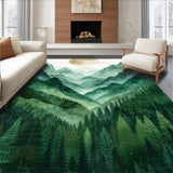 Earthy Watercolor Mountain Landscape(Green)