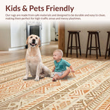 Ultra Soft Area Rug, Non Slip, Stain Resistant, Washable Area Rugs for Living Room, Bedroom, Minimalist Neutral Geometric Aesthetic(Orange)
