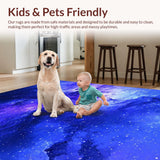 Ultra Soft Area Rug, Non Slip, Stain Resistant, Washable Area Rugs for Living Room, Bedroom, Radiant Cosmic Wave Illustration(Blue)