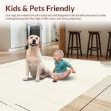 Bordered Accent Area Modern Low Pile Beige(Beige)