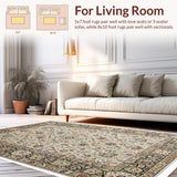Ultra Soft Area Rug, Non Slip, Stain Resistant, Washable Area Rugs for Living Room, Bedroom, Washable Low Pile Kitchen Accent Rug(Beige)