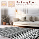 Ultra Soft Area Rug, Non Slip, Stain Resistant, Washable Area Rugs for Living Room, Bedroom, Minimalist Dual-Tone Striped Floor Covering with Absorbent Non-Slip Texture(Gray)