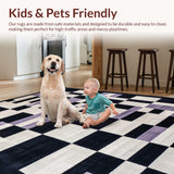 Ultra Soft Area Rug, Non Slip, Stain Resistant, Washable Area Rugs for Living Room, Bedroom, Contemporary Graphic Dice Aesthetic(Black)