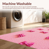 Ultra Soft Area Rug, Non Slip, Stain Resistant, Washable Area Rugs for Living Room, Bedroom, Cute Bow Decor Girl's Bedside Washable Mat(Pink)
