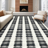 Ultra Soft Area Rug, Non Slip, Stain Resistant, Washable Area Rugs for Living Room, Bedroom, Stylish Striped Door Mat Black and White Accent Rug(Black)