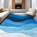 Ultra Soft Area Rug, Non Slip, Stain Resistant, Washable Area Rugs for Living Room, Bedroom, Serene Gradient Wave Motif(Blue)