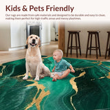 Ultra Soft Area Rug, Non Slip, Stain Resistant, Washable Area Rugs for Living Room, Bedroom, Art Deco Inspired Color Harmony(Green)