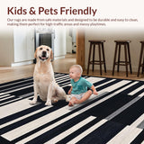 Ultra Soft Area Rug, Non Slip, Stain Resistant, Washable Area Rugs for Living Room, Bedroom, Coastal Black And White Rug: Front Door Striped Welcome Mat(Black)