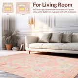 Ultra Soft Area Rug, Non Slip, Stain Resistant, Washable Area Rugs for Living Room, Bedroom, Cozy Retro Script Design(Pink)