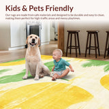 Ultra Soft Area Rug, Non Slip, Stain Resistant, Washable Area Rugs for Living Room, Bedroom, Tropical Surfboard Inspired Rug Vibrant Palms Wave Pattern Sea Breeze Print(Yellow)