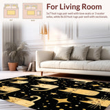 Ultra Soft Area Rug, Non Slip, Stain Resistant, Washable Area Rugs for Living Room, Bedroom, Minimalist Quirky Animal Aesthetic(Black)