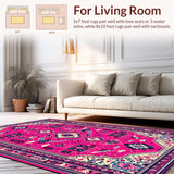 Ultra Soft Area Rug, Non Slip, Stain Resistant, Washable Area Rugs for Living Room, Bedroom, Funky Western Charm Rug(Pink)