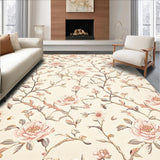 Ultra Soft Area Rug, Non Slip, Stain Resistant, Washable Area Rugs for Living Room, Bedroom, Beige Spring Floral Non Slip Pair(Beige)