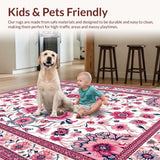 Ultra Soft Area Rug, Non Slip, Stain Resistant, Washable Area Rugs for Living Room, Bedroom, Lively Boho Leafy Patterns(White)