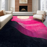 Ultra Soft Area Rug, Non Slip, Stain Resistant, Washable Area Rugs for Living Room, Bedroom, Gradient Black Pink Abstract Aesthetic(Pink)