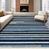 Ultra Soft Area Rug, Non Slip, Stain Resistant, Washable Area Rugs for Living Room, Bedroom, Raven & Dove Stripe Woven Rug, Versatile Entryway Floor Carpet(Blue)