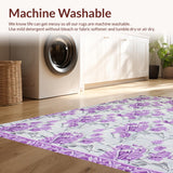 Ultra Soft Area Rug, Non Slip, Stain Resistant, Washable Area Rugs for Living Room, Bedroom, Elegant Floral Grey Palette(Purple)