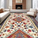 Ultra Soft Area Rug, Non Slip, Stain Resistant, Washable Area Rugs for Living Room, Bedroom, Boho Cream Multi High Traffic Living Room Rug(White)