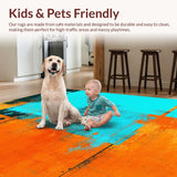 Ultra Soft Area Rug, Non Slip, Stain Resistant, Washable Area Rugs for Living Room, Bedroom, Dynamic Watercolor Splash Artistry(Orange)