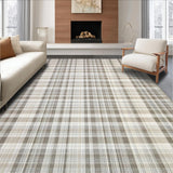 Ultra Soft Area Rug, Non Slip, Stain Resistant, Washable Area Rugs for Living Room, Bedroom, Cottage Style Subtle Plaid Charm(Beige)