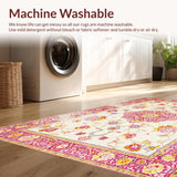 Ultra Soft Area Rug, Non Slip, Stain Resistant, Washable Area Rugs for Living Room, Bedroom, Delicate Floral Watercolor Palette(Ivory)