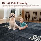 Ultra Soft Area Rug, Non Slip, Stain Resistant, Washable Area Rugs for Living Room, Bedroom, Sophisticated Dark Grey Animal Motif(Gray)