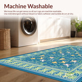 Ultra Soft Area Rug, Non Slip, Stain Resistant, Washable Area Rugs for Living Room, Bedroom, Coastal Blue Coral Motif(Blue)