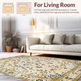 Ultra Soft Area Rug, Non Slip, Stain Resistant, Washable Area Rugs for Living Room, Bedroom, Elegant Vintage Floral Composition(Beige)