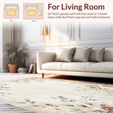 Ultra Soft Area Rug, Non Slip, Stain Resistant, Washable Area Rugs for Living Room, Bedroom, Rustic Charm Farmhouse Style Floral Distressed Traditional Motif(Beige)