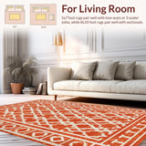 Ultra Soft Area Rug, Non Slip, Stain Resistant, Washable Area Rugs for Living Room, Bedroom, Sophisticated Textural Layered Design(Orange)