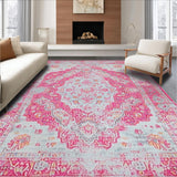 Ultra Soft Area Rug, Non Slip, Stain Resistant, Washable Area Rugs for Living Room, Bedroom, Soft Pastel Distressed Artistry(Pink)