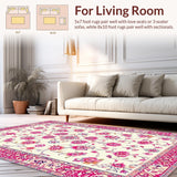Ultra Soft Area Rug, Non Slip, Stain Resistant, Washable Area Rugs for Living Room, Bedroom, Modern Vibrant Linear Composition(Ivory)