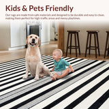 Ultra Soft Area Rug, Non Slip, Stain Resistant, Washable Area Rugs for Living Room, Bedroom, Farmhouse Style Striped Carpet for Porch Entry(Black)