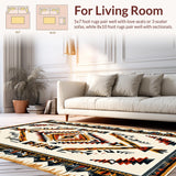 Ultra Soft Area Rug, Non Slip, Stain Resistant, Washable Area Rugs for Living Room, Bedroom, Farmhouse Tribal Low Pile Living Room Carpet(Beige)