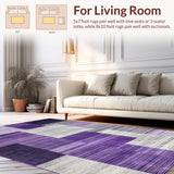 Ultra Soft Area Rug, Non Slip, Stain Resistant, Washable Area Rugs for Living Room, Bedroom, Sophisticated Tiled Geometric Arrangement(Purple)