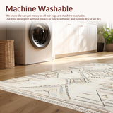 Ultra Soft Area Rug, Non Slip, Stain Resistant, Washable Area Rugs for Living Room, Bedroom, Elegant Earthy Tiled Aesthetic(Beige)