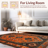 Ultra Soft Area Rug, Non Slip, Stain Resistant, Washable Area Rugs for Living Room, Bedroom, Artistic Floral Geometric Fusion(Red)
