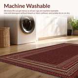 Ultra Soft Area Rug, Non Slip, Stain Resistant, Washable Area Rugs for Living Room, Bedroom, Elegant Warm Tones Design(Red)