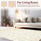 Ultra Soft Area Rug, Non Slip, Stain Resistant, Washable Area Rugs for Living Room, Bedroom, Serene Circular Plush Retreat(Beige)