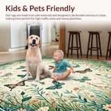 Ultra Soft Area Rug, Non Slip, Stain Resistant, Washable Area Rugs for Living Room, Bedroom, Delicate Insect-Inspired Artistry(Ivory)