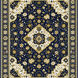 Ultra Soft Area Rug, Non Slip, Stain Resistant, Washable Area Rugs for Living Room, Bedroom, Geometric Medallion(Blue)