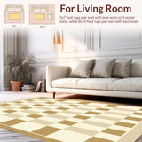 Ultra Soft Area Rug, Non Slip, Stain Resistant, Washable Area Rugs for Living Room, Bedroom, Countryside Beige Checkerboard Aesthetic Retro Geometric(Beige)