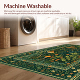 Ultra Soft Area Rug, Non Slip, Stain Resistant, Washable Area Rugs for Living Room, Bedroom, Rustic Insect Botanical Fusion(Green)