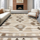 Ultra Soft Area Rug, Non Slip, Stain Resistant, Washable Area Rugs for Living Room, Bedroom, Chic Scalloped Textured Motif(Beige)