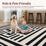 Ultra Soft Area Rug, Non Slip, Stain Resistant, Washable Area Rugs for Living Room, Bedroom, Contemporary Abstract Lattice Aesthetic(Black)